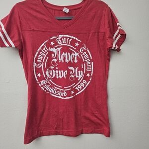 Cowgirl Tuff Red 'Never Give Up' Graphic Tee